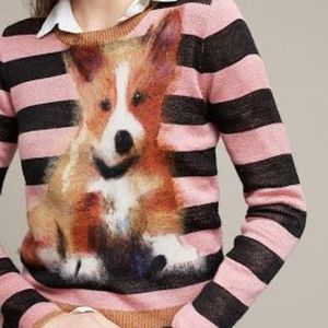Anthropologie Troubadour striped corgi sweater size L